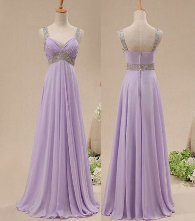 Lilac Chiffon and Beads Celebrity Prom Dresses pst0203