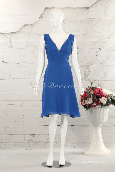 BBDressing Knee Length Bridesmaid Dress with Pleated Waist Detail bb0029