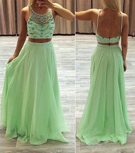 Long prom dress,crystal prom dress,cheap prom dress,custom prom dress,two pieces prom dress,gorgeous prom dress,PD160109