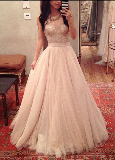 Tulle Prom Dresses Floor Length pst0329