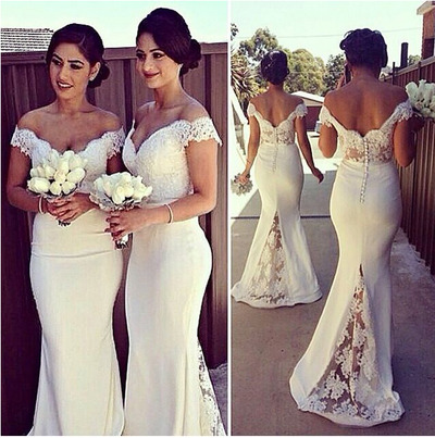 Off Shoulder Lace Bridesmaid Dresses pst0328