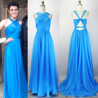 Blue Organza Prom Dresses pst0341