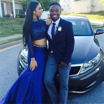 Sexy Royal Blue Prom Dresses Two Piece pst0282