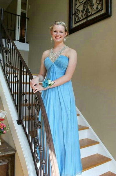 Sky Blue Chiffon Prom Dresses Floor Length pst0372