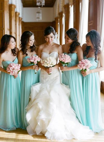 Long Bridesmaid Dress, blue Bridesmaid Dress, handmade Bridesmaid Dress, strapless bridesmaid dress, chiffon Bridesmaid Dress, BD15587