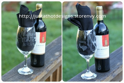 Etched Wine Glass for Nurses