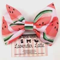 Watermelon Pink Large Fabric Hair Bow - Handmade Summer Fruit Hair Accessory - Thumbnail 1