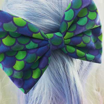 Mermaid scales teal ariel large bow -- the little mermaid inspired - Thumbnail 4