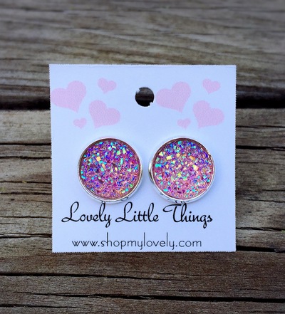 12mm Crystal Pink Studs with Silver Setting