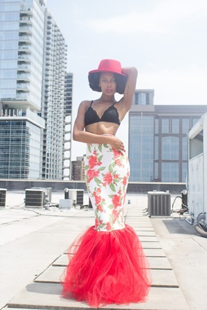 Red Floral Pencil Skirt