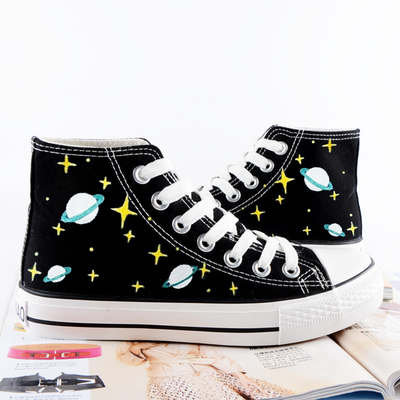 Harajuku hand-drawn galaxy canvas shoes