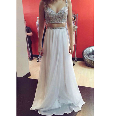 Two Piece Beads Prom Dresses Party Gown pst0314
