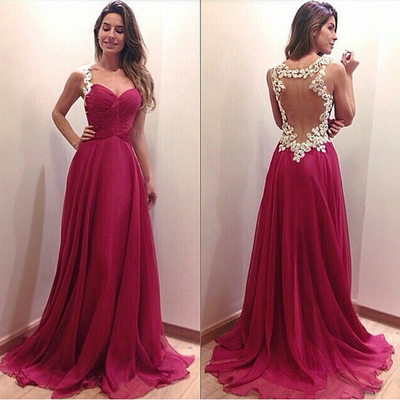 Illusion Back Prom Dresses Floor Length pst0351