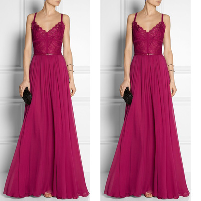 Burgundy Celebrity Prom Dresses Evening Gowns Spagetti Straps pst0243