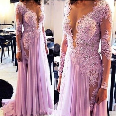Lavender prom dress,long prom dress,sexy prom dress, 2016 prom dress, prom dress with side slit, evening dress, e989 - Thumbnail 4
