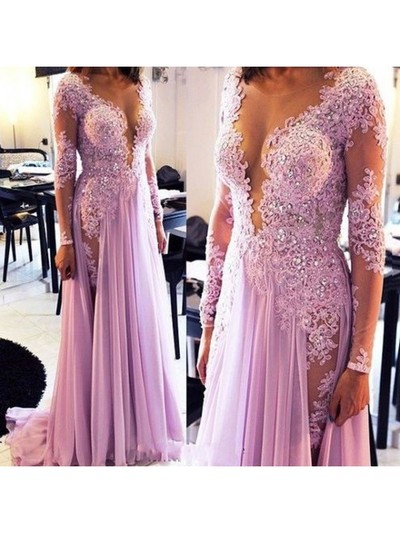 lavender prom dress,long prom dress,sexy prom dress, 2016 prom dress, prom dress with side slit, evening dress, E989