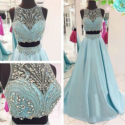 blue prom dress,long prom dress, puffy prom dress, cheap prom dress, two pieces prom dress, prom gown, E2267