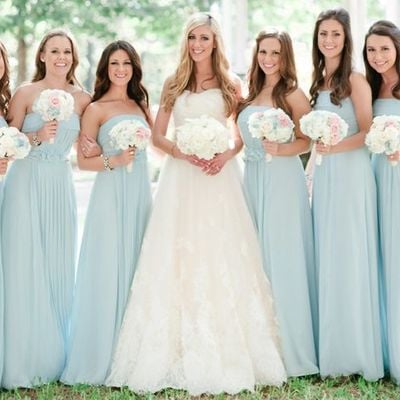 Long bridesmaid dress, light blue bridesmaid dress, cheap bridesmaid dress, chiffon bridesmaid dress, strapless bridesmaid dress, e1069 - Thumbnail 3