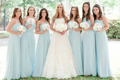 long Bridesmaid Dress, light blue bridesmaid dress, cheap Bridesmaid Dress, chiffon Bridesmaid Dress, strapless bridesmaid dress, E1069