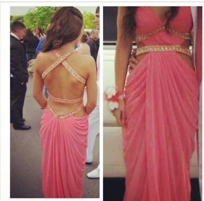 long prom dress, hot pink prom dress, backless prom dress, sexy prom dress, charming evening dress, E8366