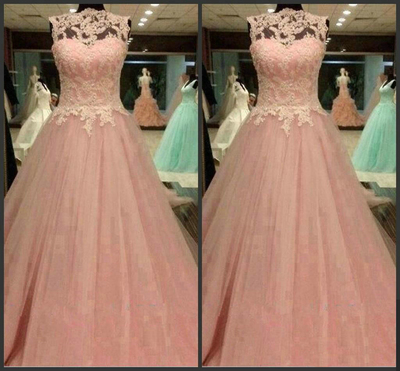 Lace Prom Dresses Floor Length pst0296