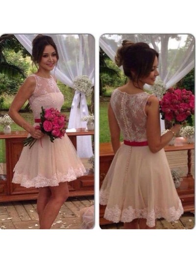 short Bridesmaid Dress, pink bridesmaid dress, lace Bridesmaid Dress, lovely Bridesmaid Dress, bridesmaid dress for girls, E763