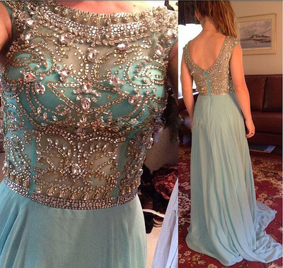 long prom dress, blue prom dress, charming prom dress, beading prom dress, party dress, E8129