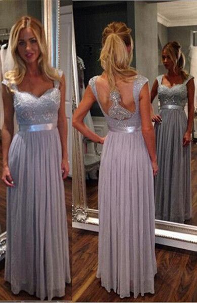 long Bridesmaid Dress, gray bridesmaid dress, cheap Bridesmaid Dress, discount Bridesmaid Dress, custom bridesmaid dress, E1764