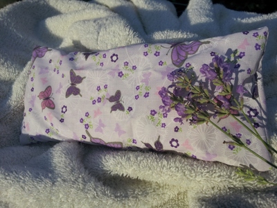 Soothing Lavender Flax seed eye pillow in Lavender Butterflys