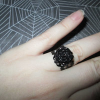 Black Rose Ring with Filigree Base - Thumbnail 3