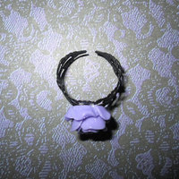 Lilac Rose Ring with Filigree Base  - Thumbnail 1