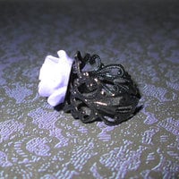 Lilac Rose Ring with Filigree Base  - Thumbnail 2