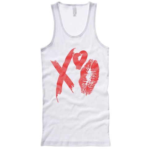 XO Lipstick White & Black - Ribbed Tank