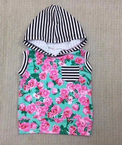 Mixed print hooded tank set
