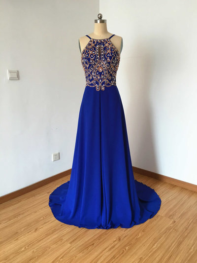 Long Dress For Prom With Halter Neckline pst0626