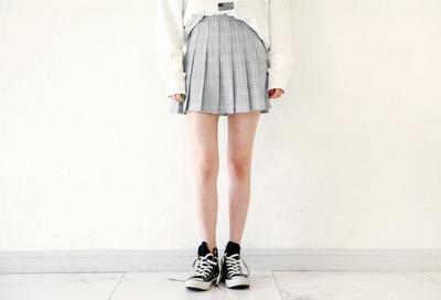 Free Shipping Korean Style Checkered plaids Uniform Pleated Skirt