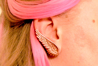 5/8 9/16 1/2 00g 0g or Studs USA Rose Gold Brass Wing Plugs / Earrings