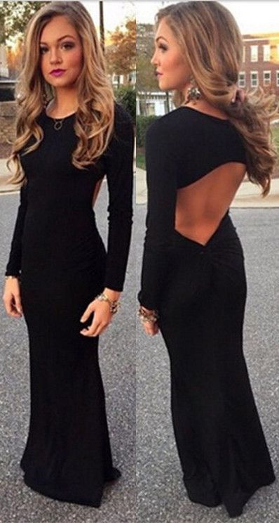 Black Prom Dress,Mermaid Prom Dress,Simple Prom Gown,Backless Prom Dresses