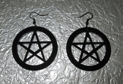 Large Black Acrylic Pentagram Earrings