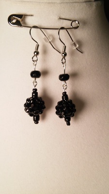 Black Goth Rhinestone Bauble Earrings