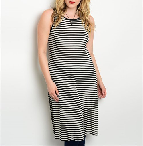 Plus Size Striped Longline Tank