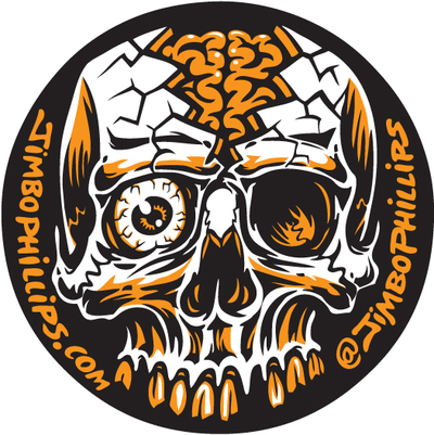 Jimbo Skull silkscreened vinyl sticker