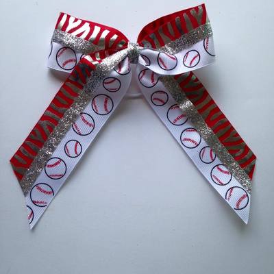 Softballs/Baseballs with Red and Silver Zebra and Glitter