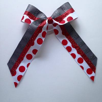 Red Dots and Glitter with Dark Grey Stripes