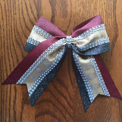 Glitter Black, Maroon, and Gold Stripes with Rhinestones