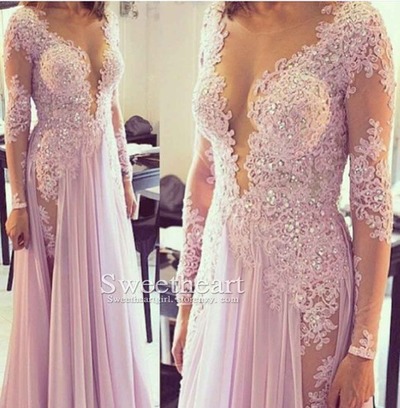 Chiffon prom dress,long prom dress, beautiful prom dress, gorgeous prom dress, long sleeves prom dress, sexy prom gown, on sale prom dress
