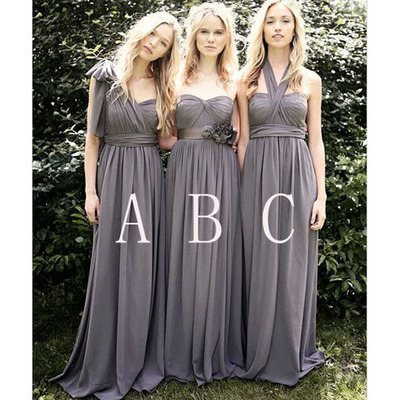 Gray bridesmaid dress,long bridesmaid dress, mismatched bridesmaid dress, on sale bridesmaid dress, popular bridesmaid dress,chiffon bridesmaid dress