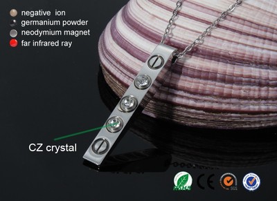 Magnetic Therapy Fashion Necklaces Energy Pendant 316L Stainless Steel With Austria Zircon Crystal Jewelry