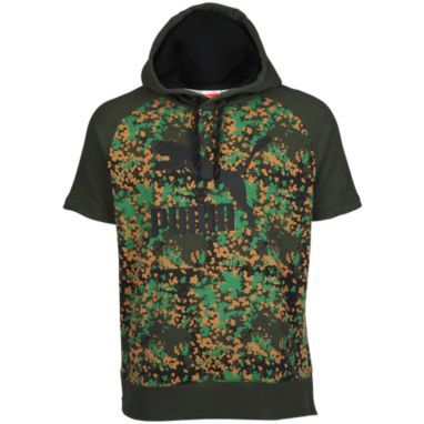 PUMA MEN'S SHORT SLEEVE HOODIE BLACK FOREST GREEN PRINT XXL 56965801