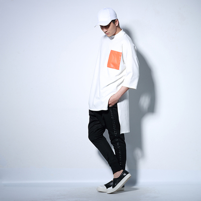 CONNIVE SPRING WHITE ORANGE WIND LONG SLIT POCKET T SHIRTS